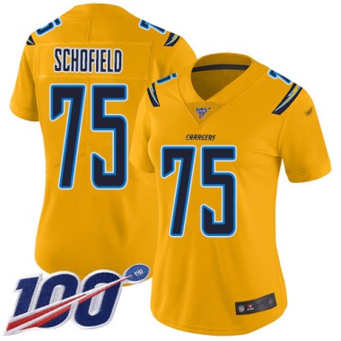 Los Angeles Chargers NFL Football Michael Schofield Gold Jersey Women Limited 75 100th Season Inverted Legend